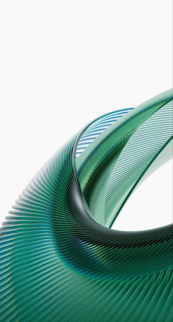 Abstract ribbed green glass form